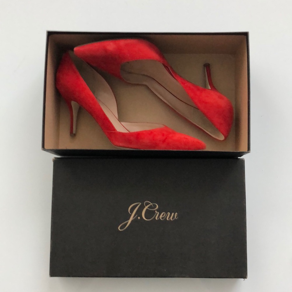 J.Crew red suede kitten heels size 9 made in Italy